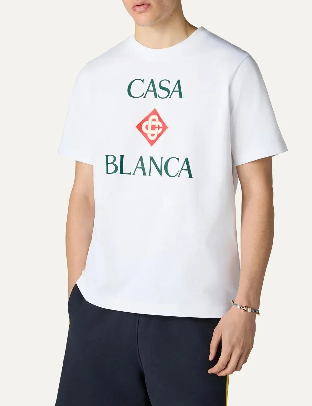 Casablanca men's white organic cotton T-shirt with Diamond logo print model
