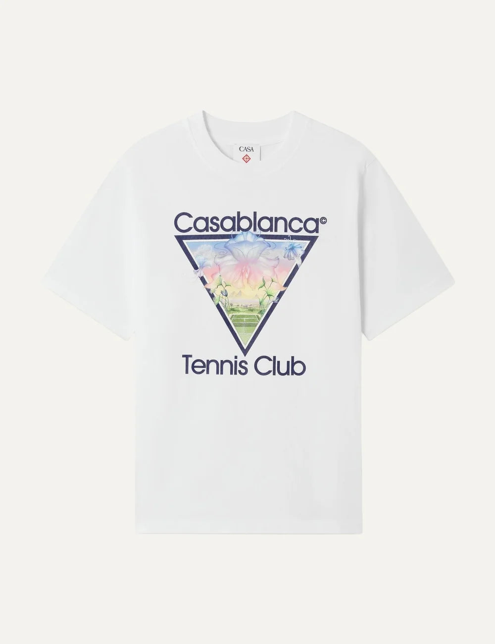 Casablanca men's white organic cotton T-shirt with Tennis Club graphic print