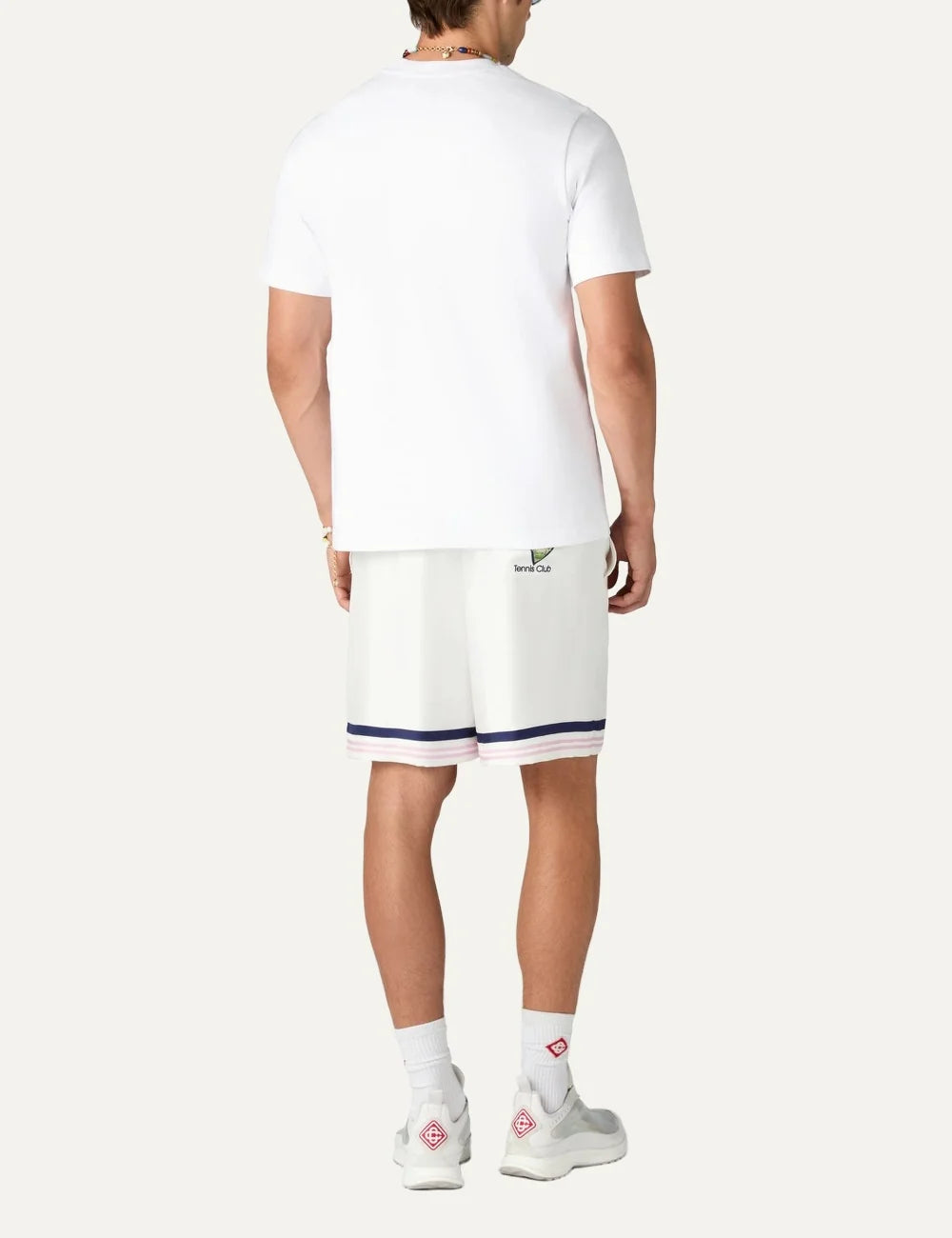 Casablanca men's white organic cotton T-shirt with Tennis Club underwater graphic print back