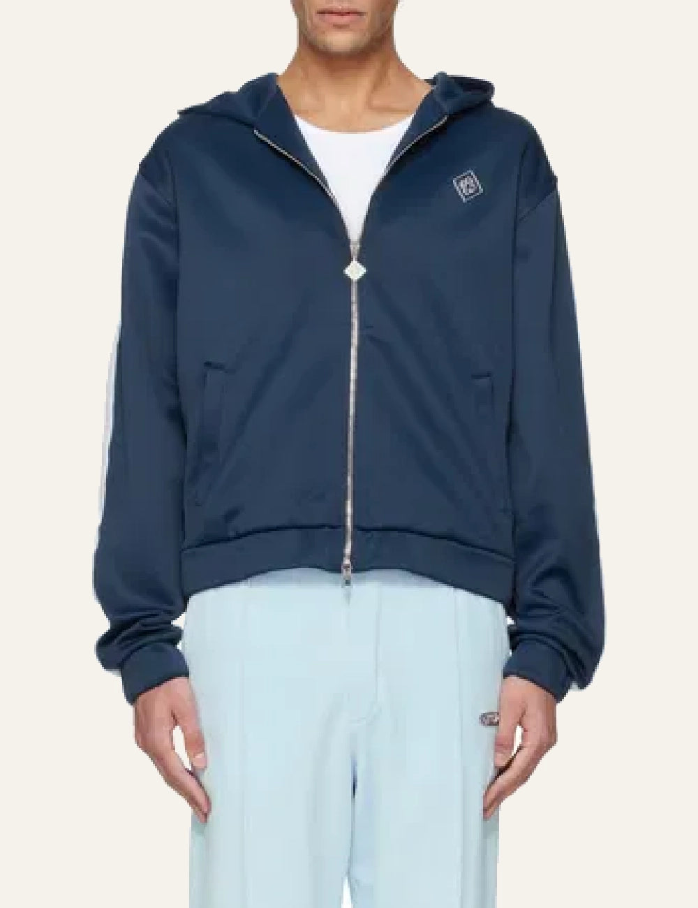 Casablanca Scuba Zip Jacket navy front detail zip logo