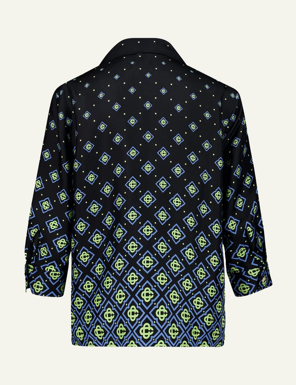 Casablanca Shirt Black Green Monogram Print Back Flat View