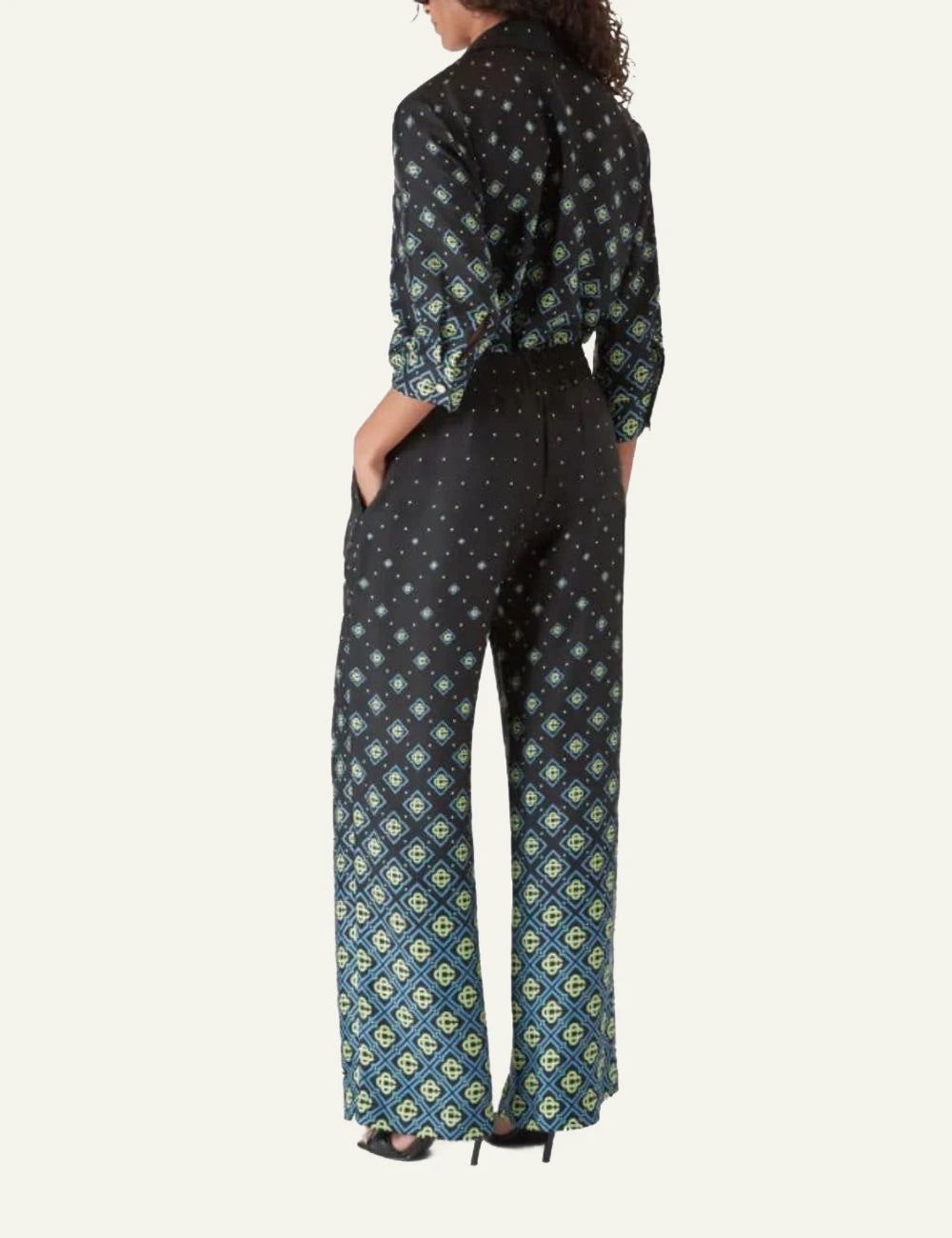 Casablanca Shirt Black Green Monogram Print Back Model View