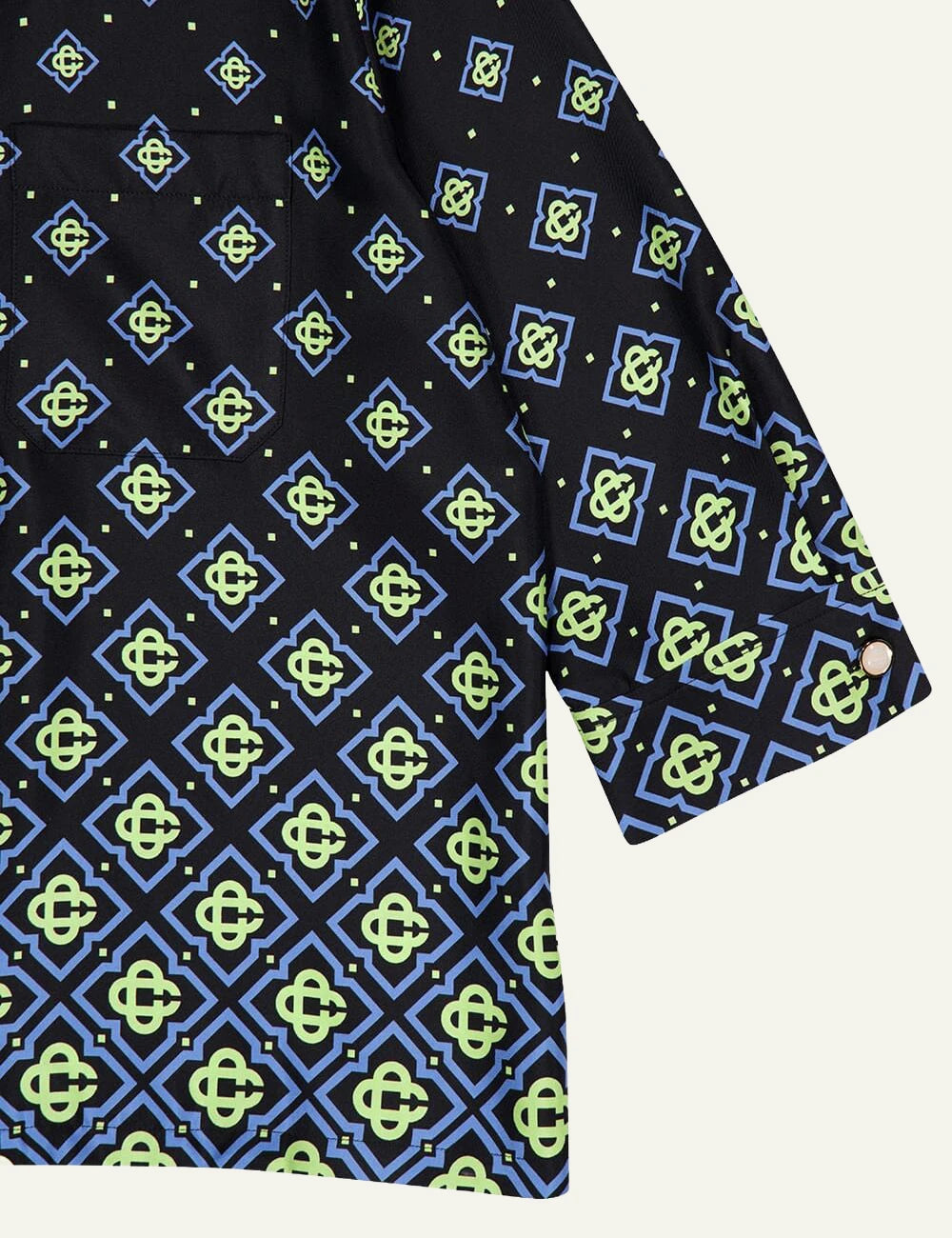 Casablanca Shirt Black Green Monogram Print Detail View