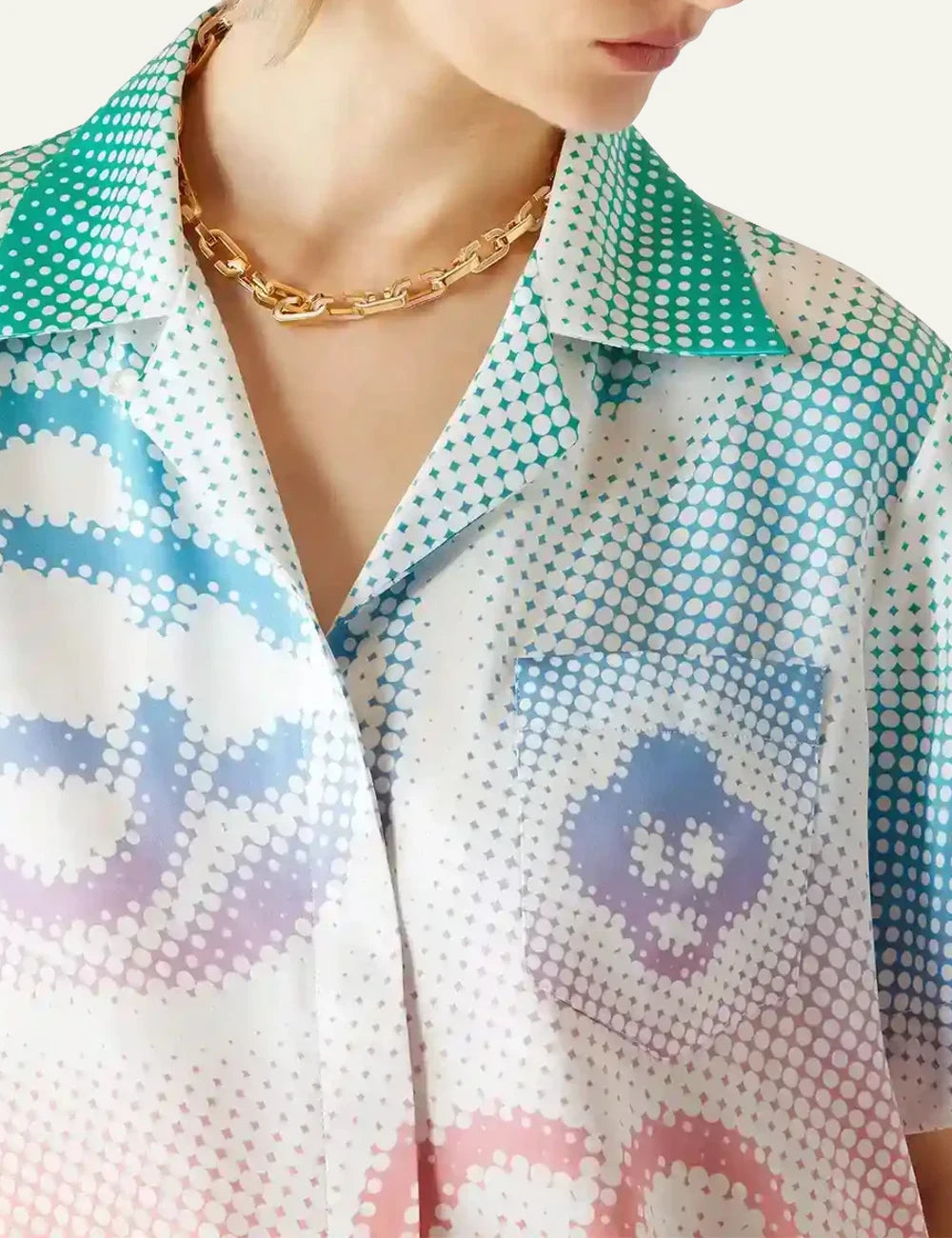 Casablanca Shirt Multicolor Gradient Monogram Print Detail View