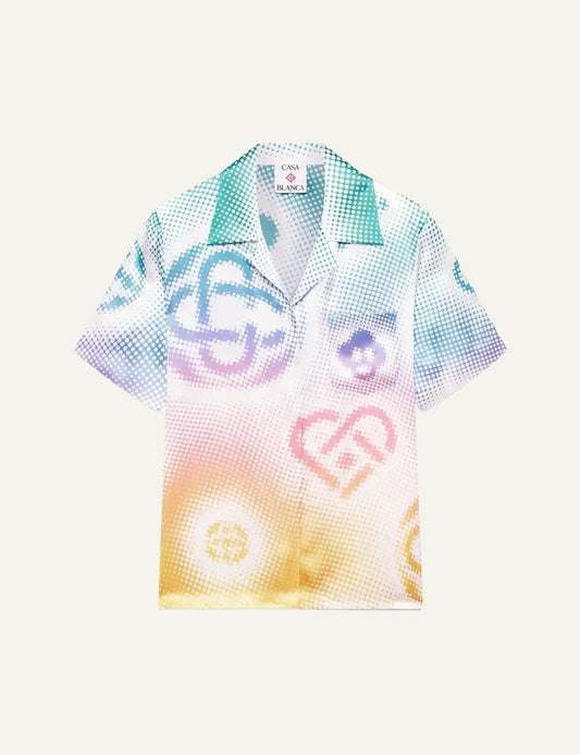 Casablanca Shirt Multicolor Gradient Monogram Print Front Flat View
