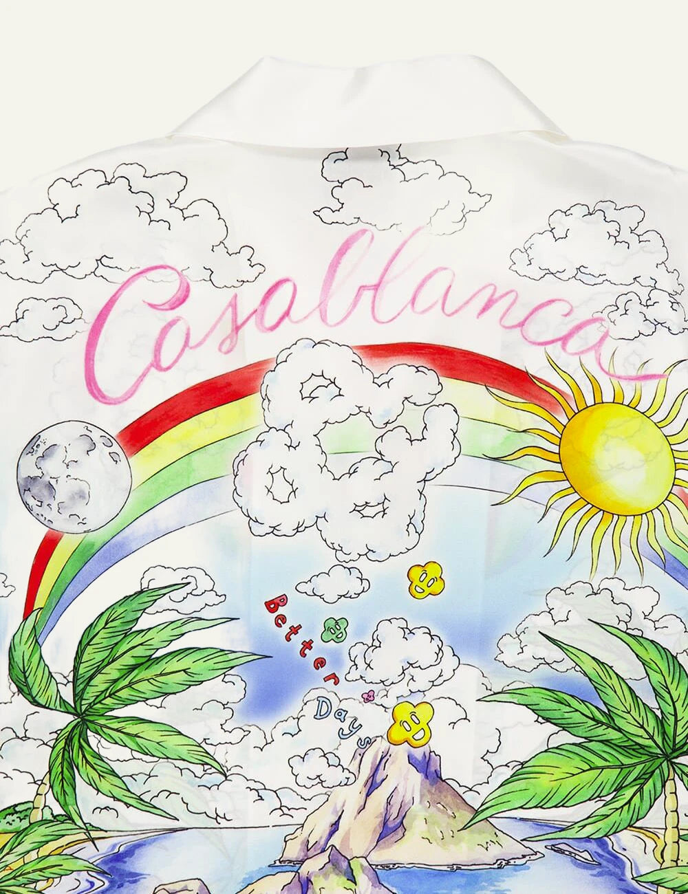 Casablanca Silk Shirt Multicolor Tropical Print Back Detail View