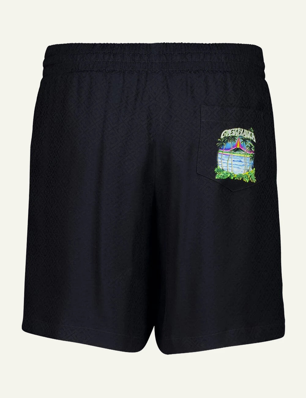 Casablanca Silk Shorts Black back pocket embroidery