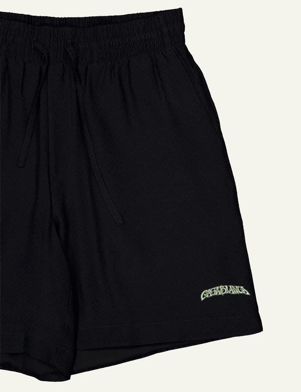 Casablanca Silk Shorts Black side logo detail