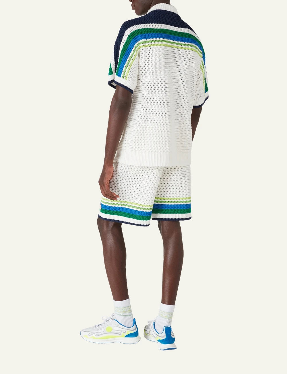 Casablanca Stripe Knit Shirt white back view