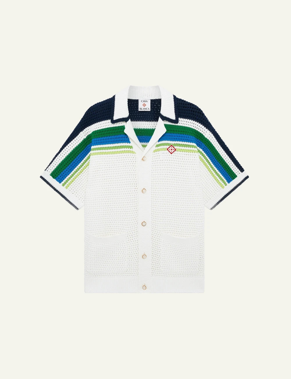 Casablanca Stripe Knit Shirt white front view