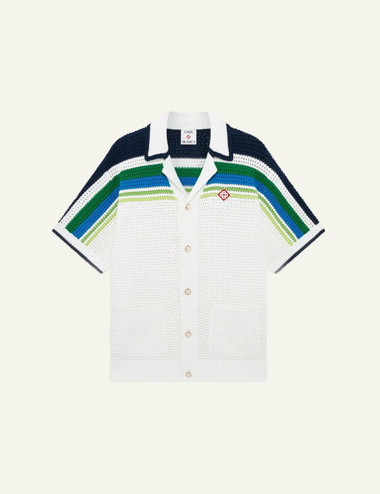 Casablanca Stripe Knit Shirt white front view
