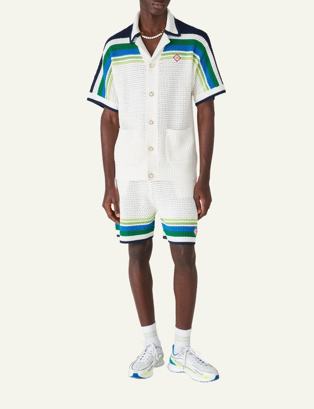 Casablanca Stripe Knit Shirt white worn look