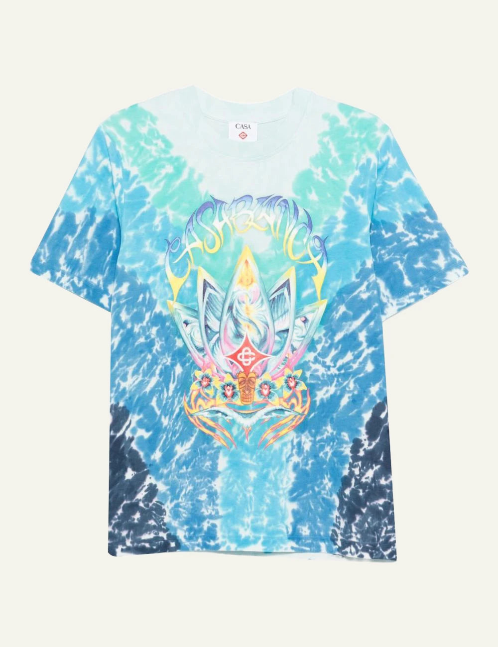 Casablanca Surf Lotus Tie Dye T-Shirt blue front view