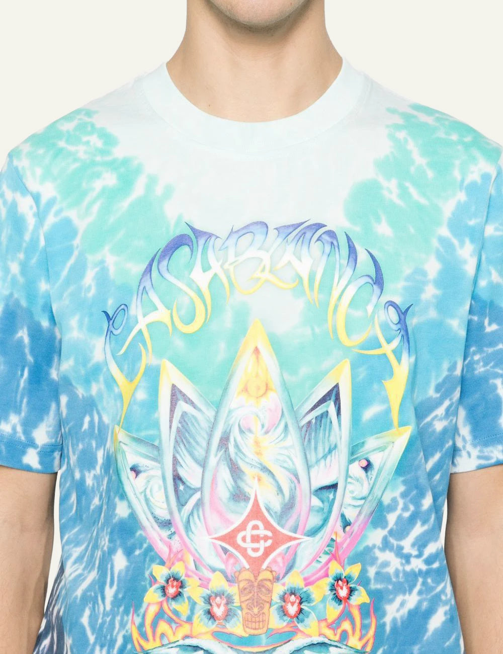 Casablanca Surf Lotus Tie Dye T-Shirt blue graphic detail