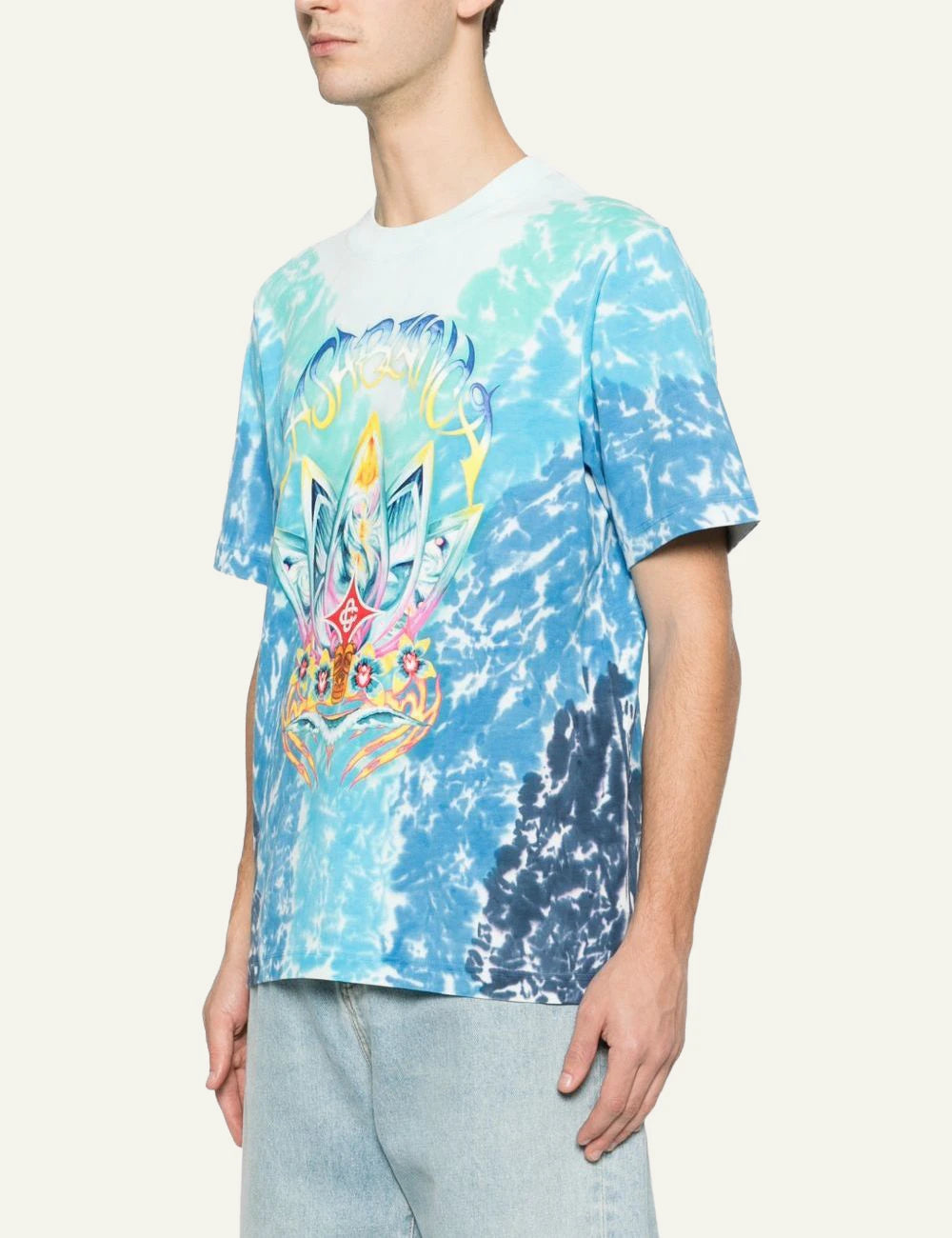 Casablanca Surf Lotus Tie Dye T-Shirt blue side angle