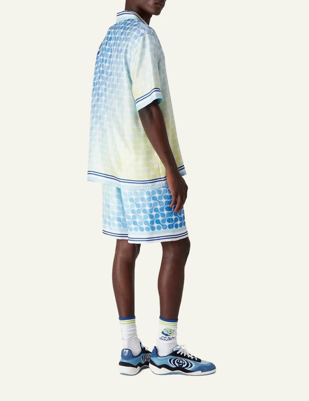 Casablanca Swim Shorts Blue Green Gradient Pattern Back Model View