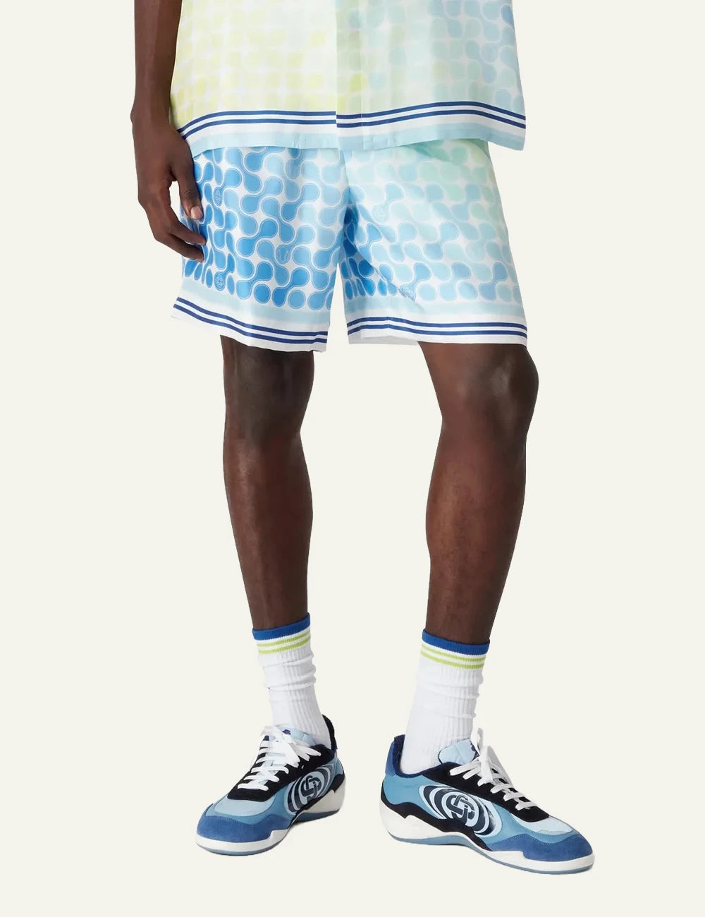 Casablanca Swim Shorts Blue Green Gradient Pattern Front Model View