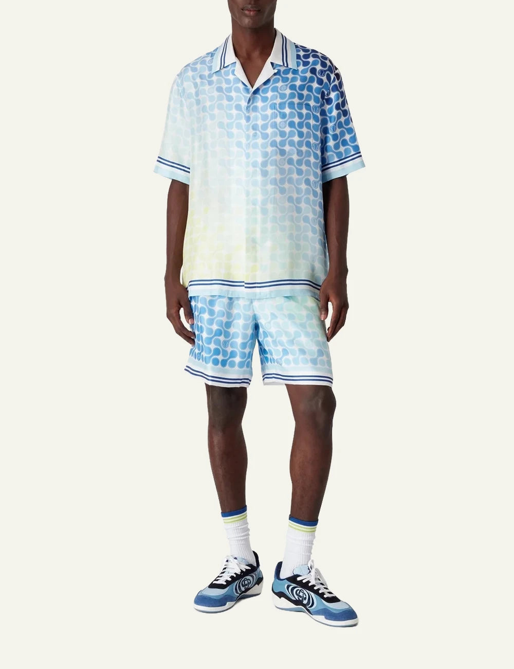 Casablanca Swim Shorts Blue Green Gradient Pattern Full Body View