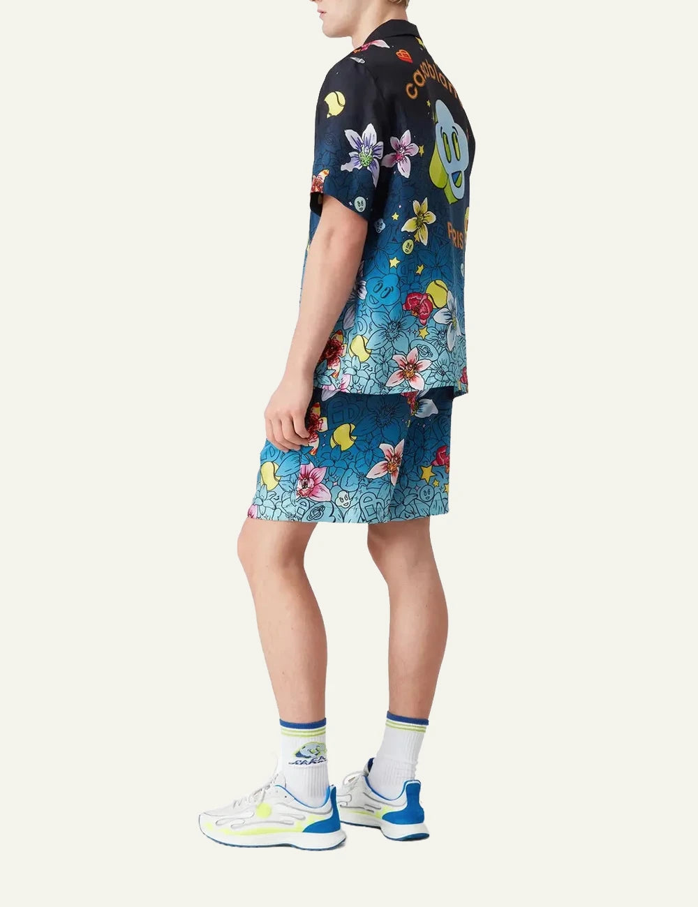 Casablanca Swim Shorts Blue Multicolor Floral Back Model View