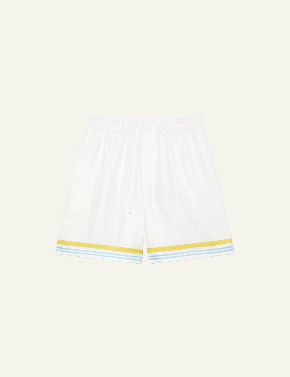 casablanca tennis landscape silk shorts white stripe hem flat