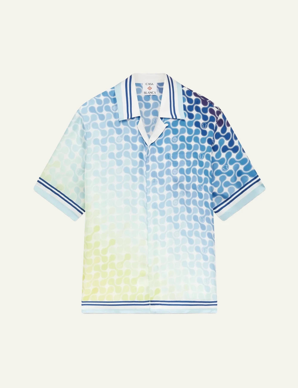 casablanca tennis tile gradient silk shirt multicolor short sleeve flat