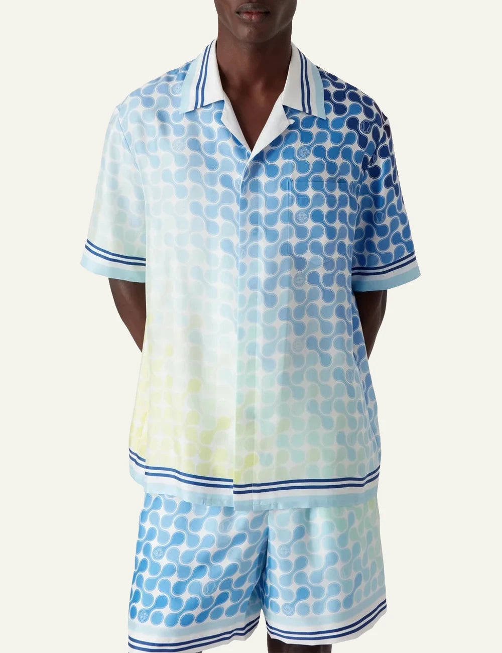 casablanca tennis tile gradient silk shirt multicolor short sleeve model