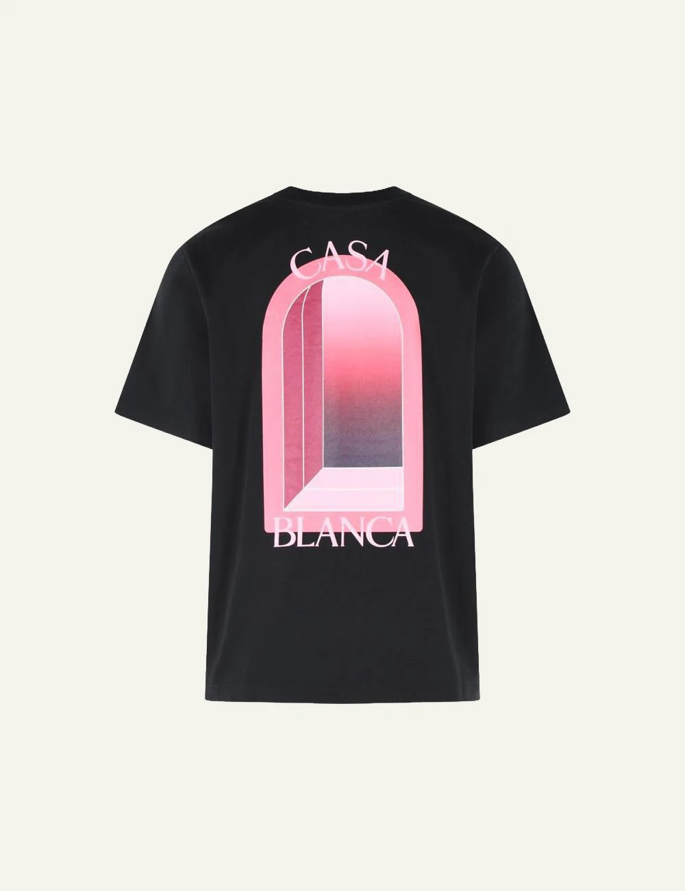 Casablanca T-Shirt Black Pink Chest Graphic Back Flat View