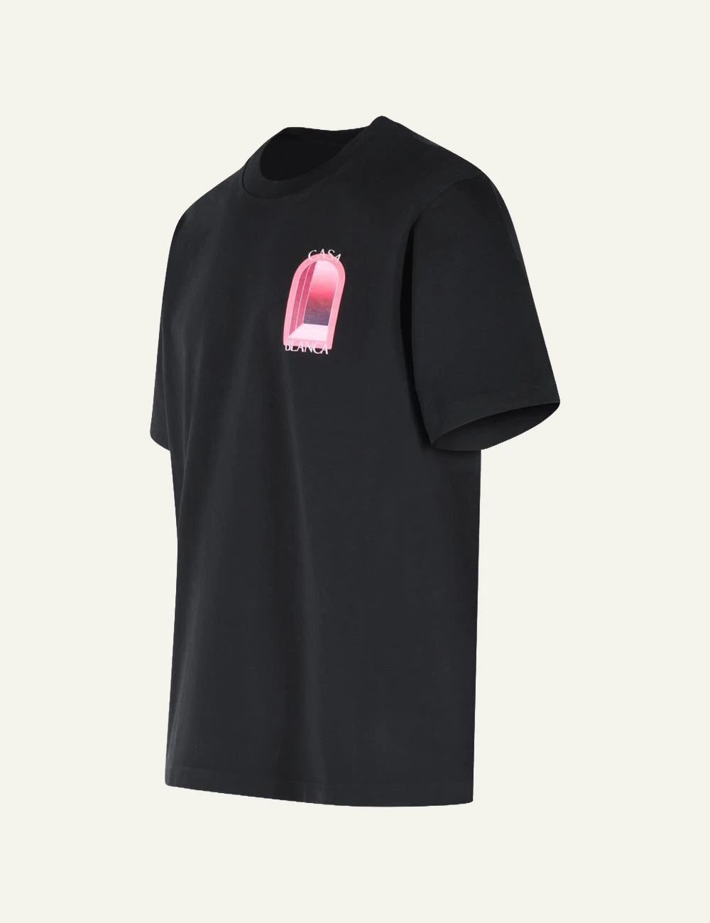 Casablanca T-Shirt Black Pink Chest Graphic Side View