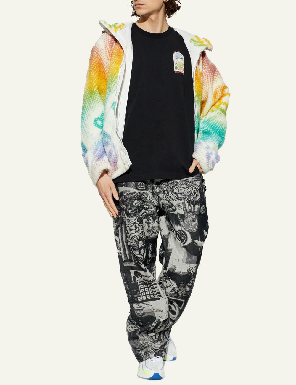 Casablanca T-Shirt Black Small Chest Graphic Full Body View