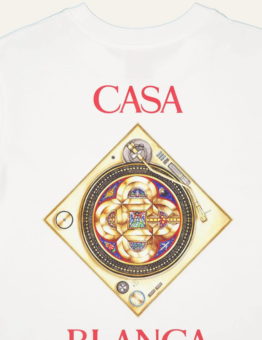 Casablanca T-Shirt White Logo Print Back Detail View