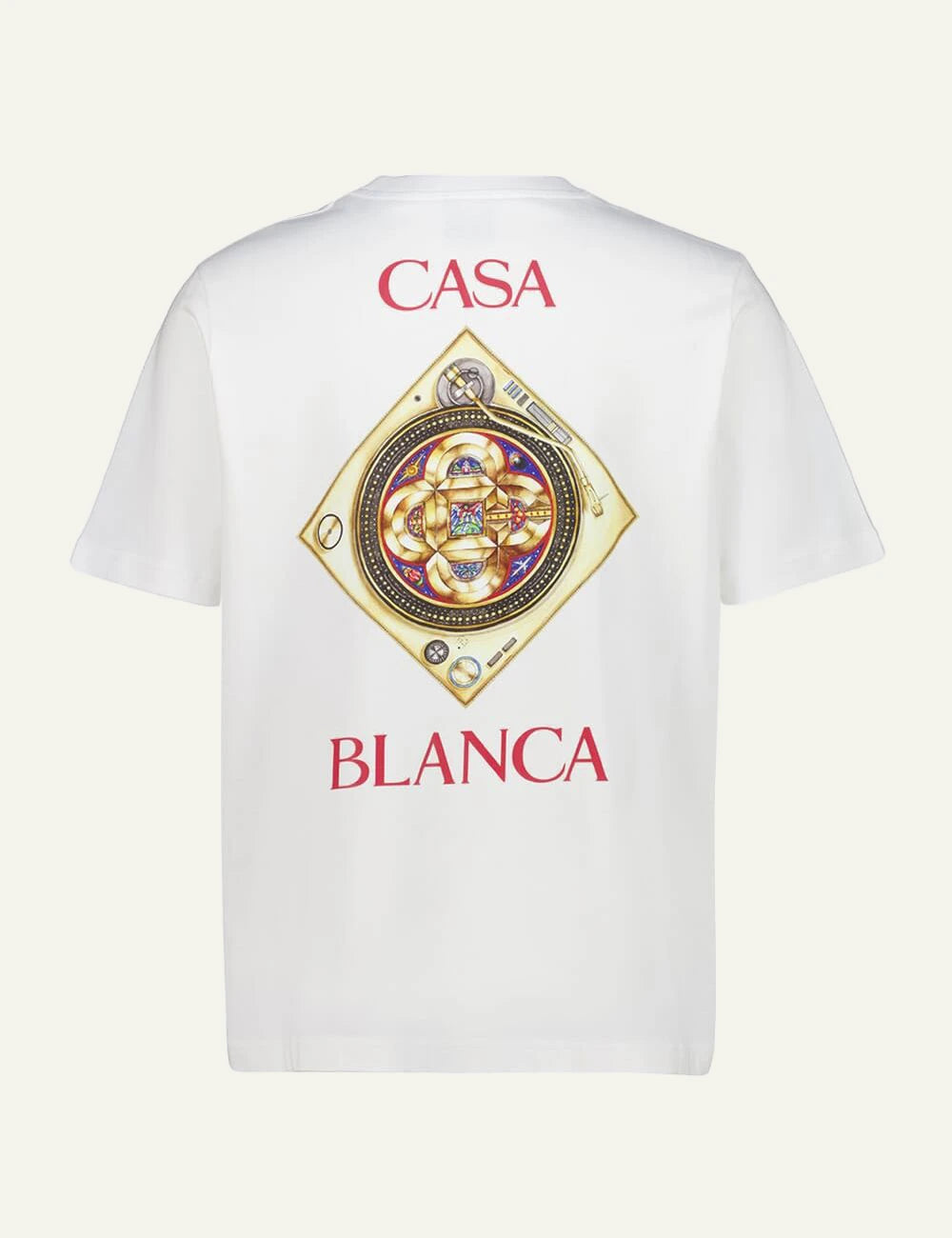 Casablanca T-Shirt White Logo Print Back Flat View