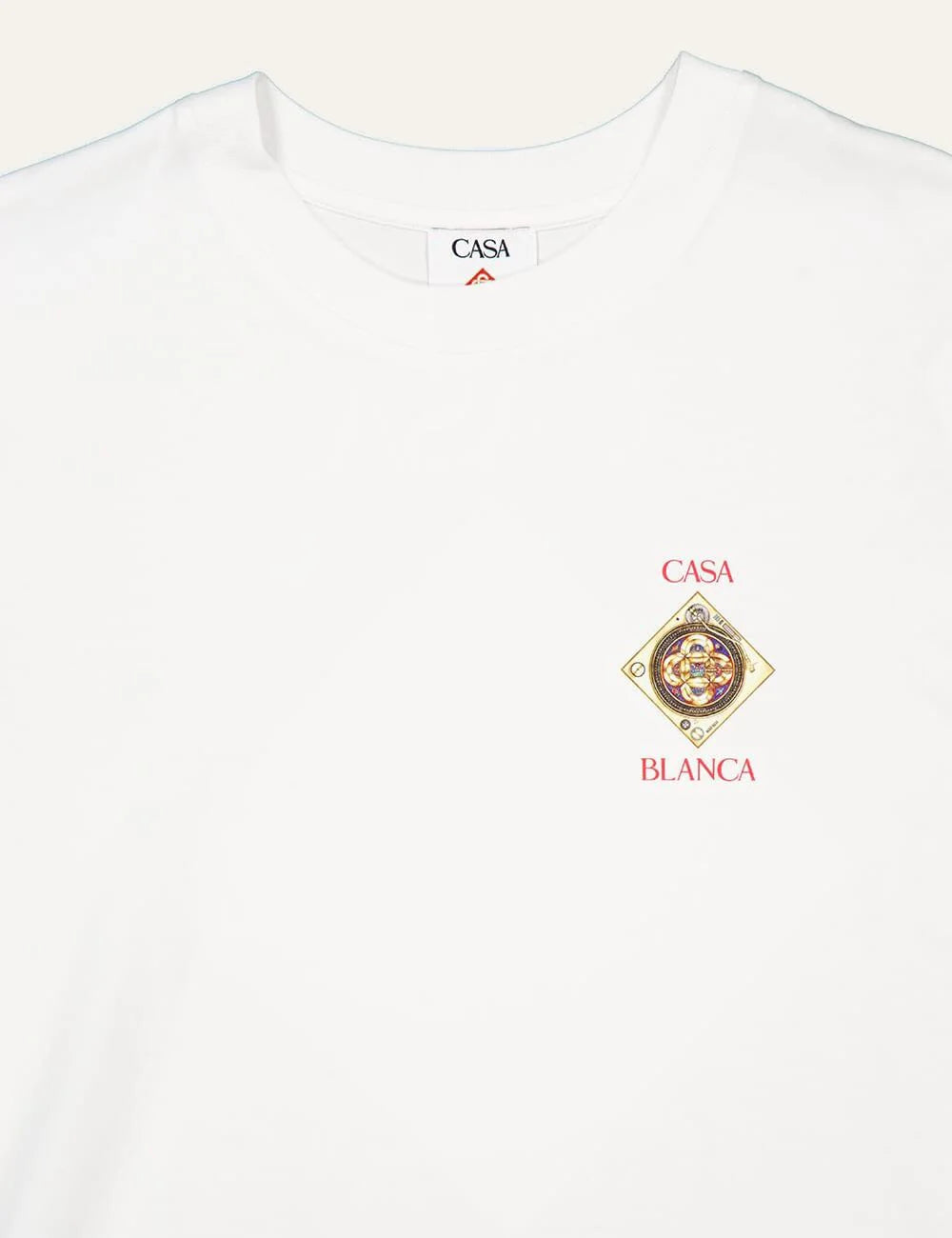 Casablanca T-Shirt White Logo Print Front Detail View