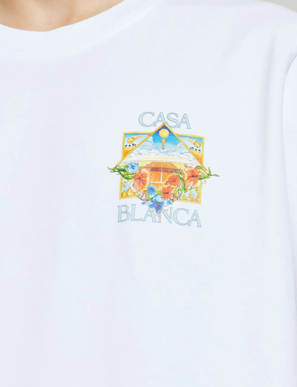 Casablanca T-Shirt White Small Colorful Chest Graphic Detail View
