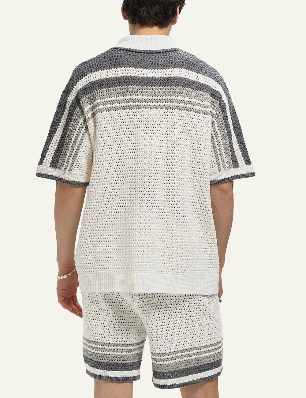 Casablanca Tuck Stitch Polo Shirt gray back view