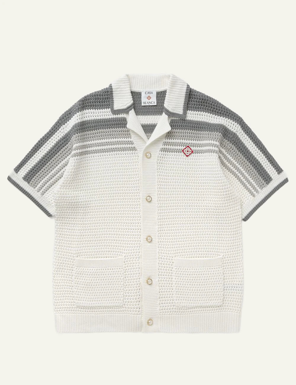 Casablanca Tuck Stitch Polo Shirt gray front flat