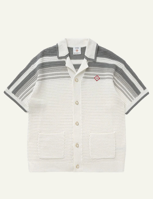Casablanca Tuck Stitch Polo Shirt gray front flat