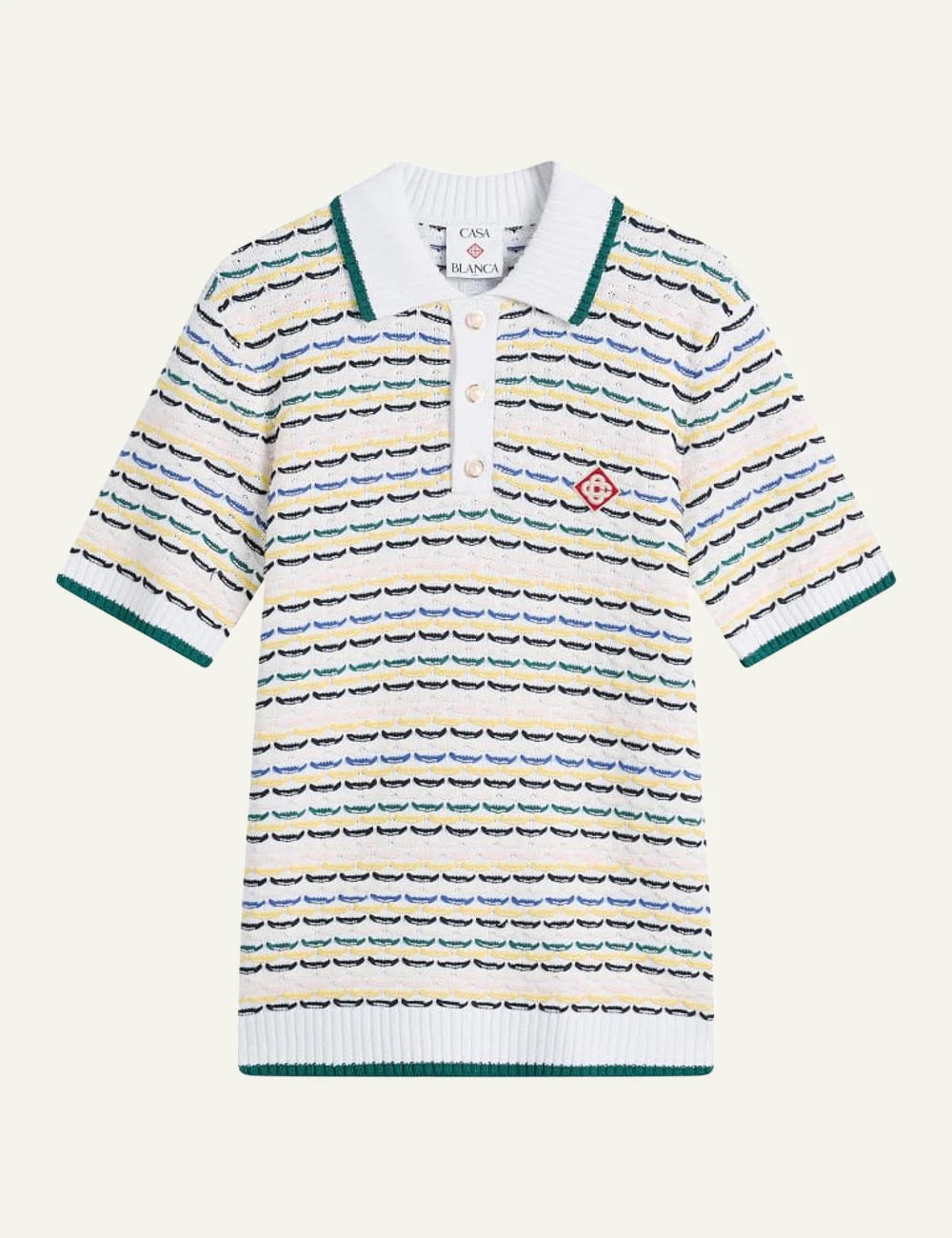 Casablanca Tuck Stitch Polo Shirt Multicolor front flat