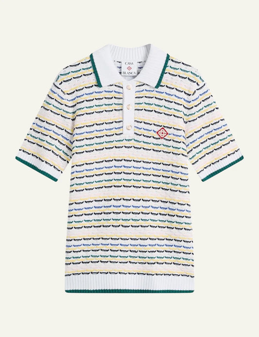 Casablanca Tuck Stitch Polo Shirt Multicolor front flat