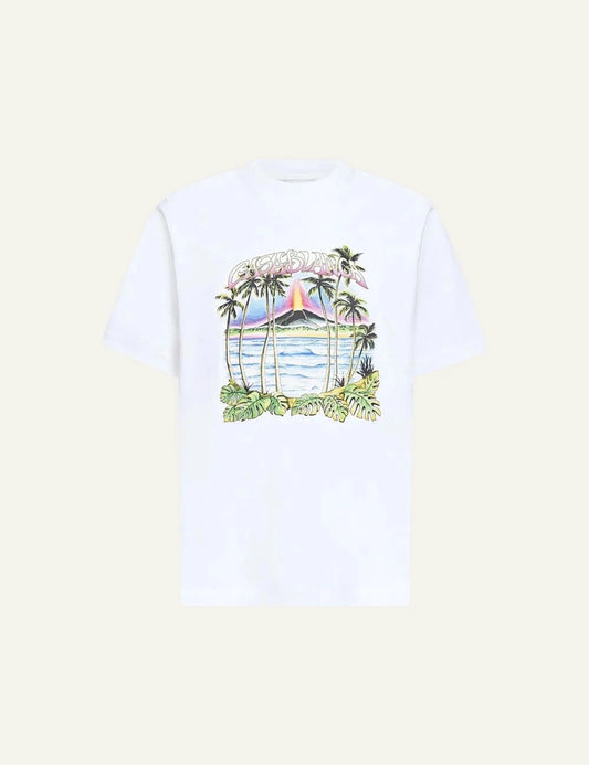 casablanca volcano graphic t shirt white cotton front print front view