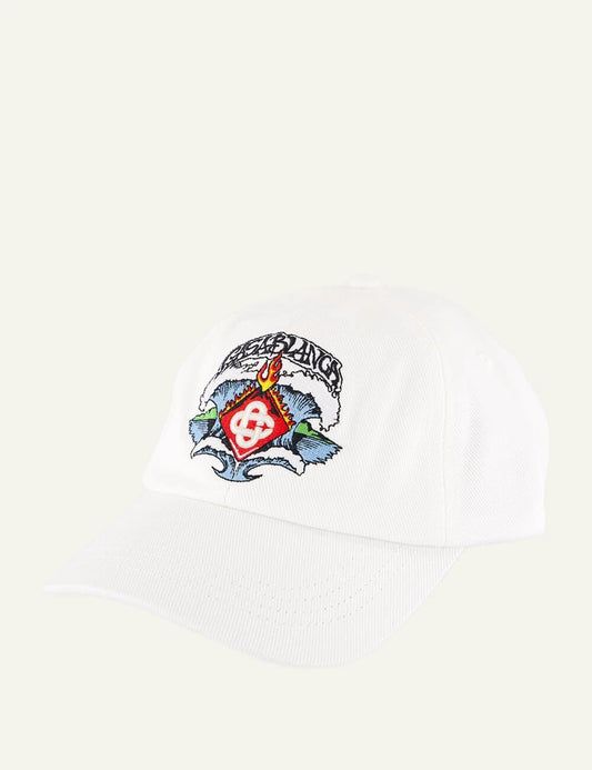 Casablanca Waves Cap White embroidered logo front view