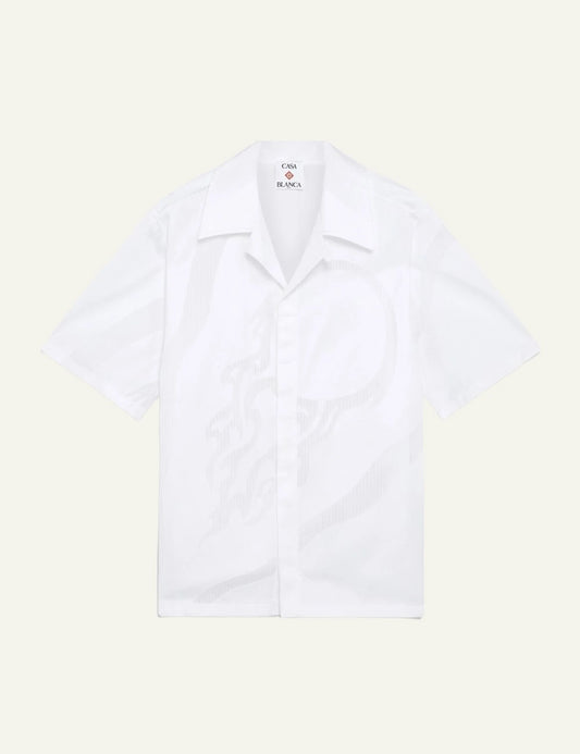 casablanca white fil coupe tennis graphic shirt short sleeve front flat