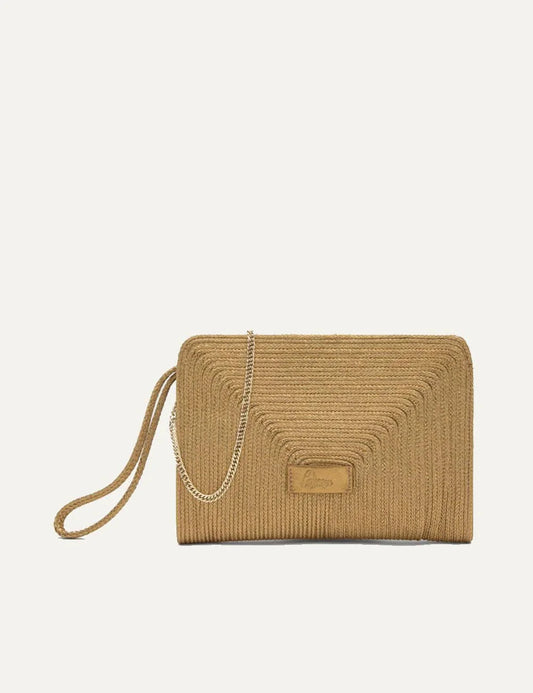 Castaner Bali pochette woven handbag natural front view