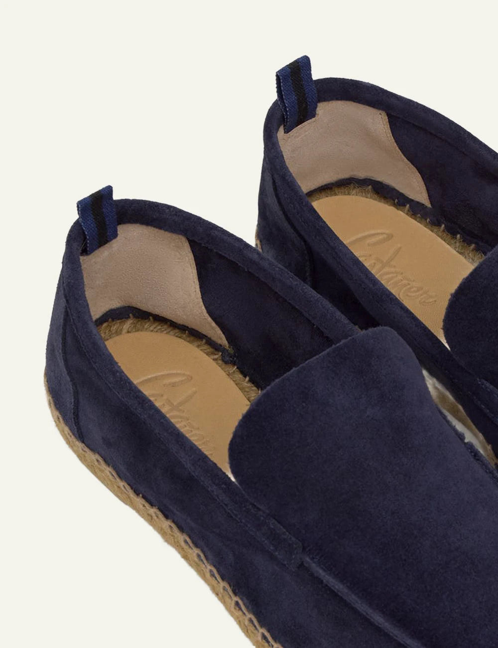 Castaner suede espadrilles dark blue jute sole back view