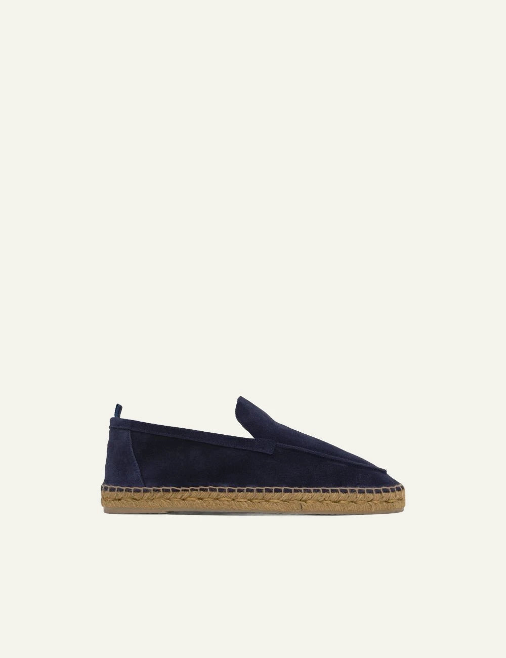 Castaner suede espadrilles dark blue jute sole side view
