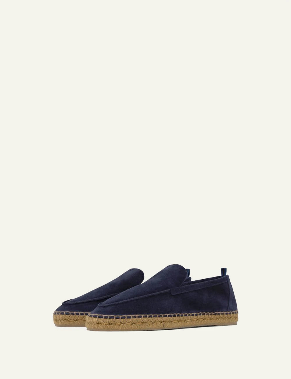 Castaner suede espadrilles dark blue jute sole profile view
