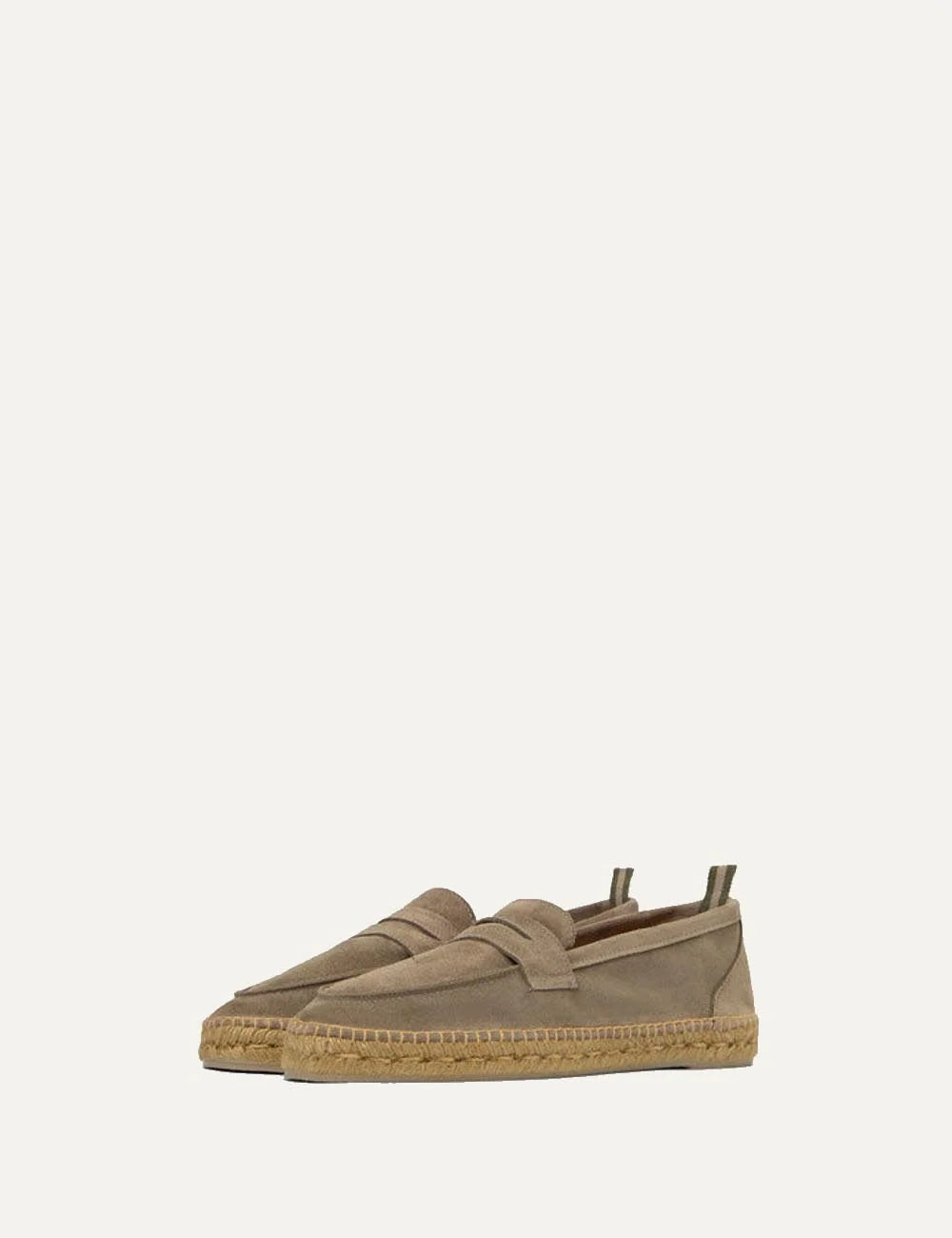 Castaner suede espadrilles taupe jute sole profile view