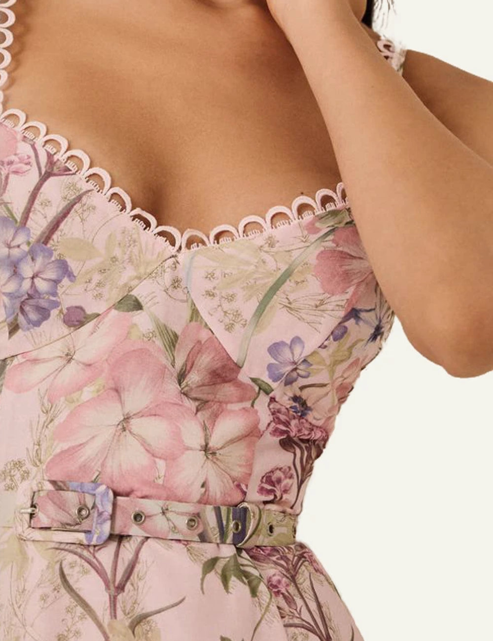 Charo Ruiz Gardenia dress floral bustier pink mini lace front detail