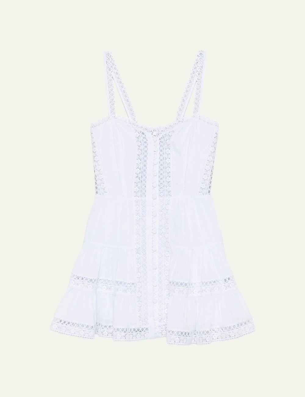 Charo Ruiz Lenora dress straps lace white mini tiered front