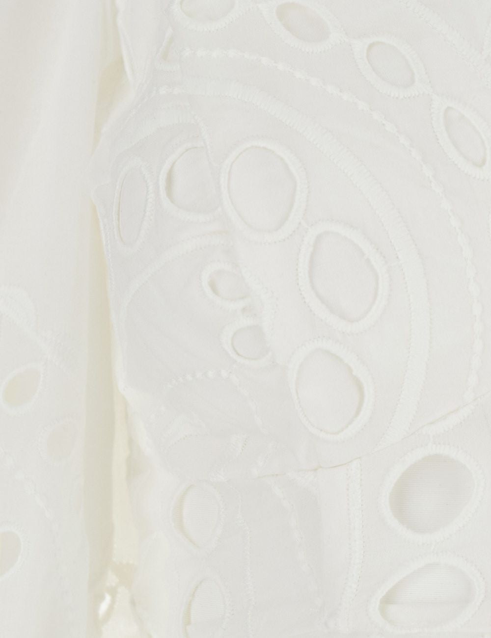Charo Ruiz Luna top white broderie cropped long sleeve front detail view