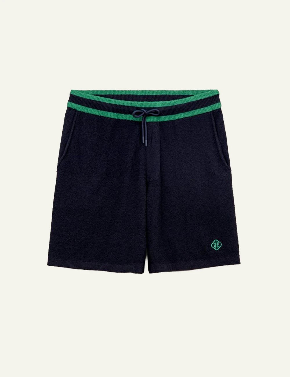 Che Armando boucle knit poukamiso navy green details front